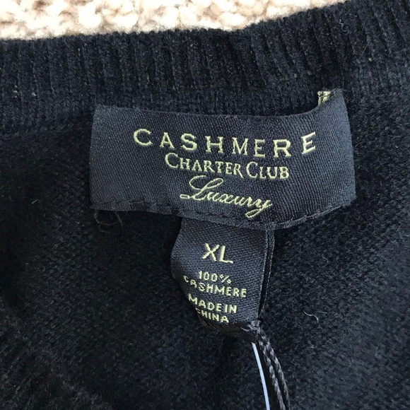 NWT! CHARTER CLUB Size XL black cashmere sweater - Picture 4 of 8